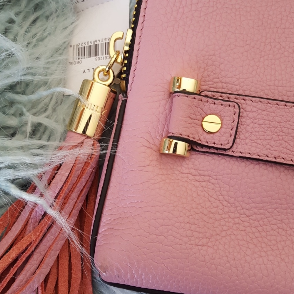 NWT Milly Astor pink clutch with band & tassel - Picture 2 of 7